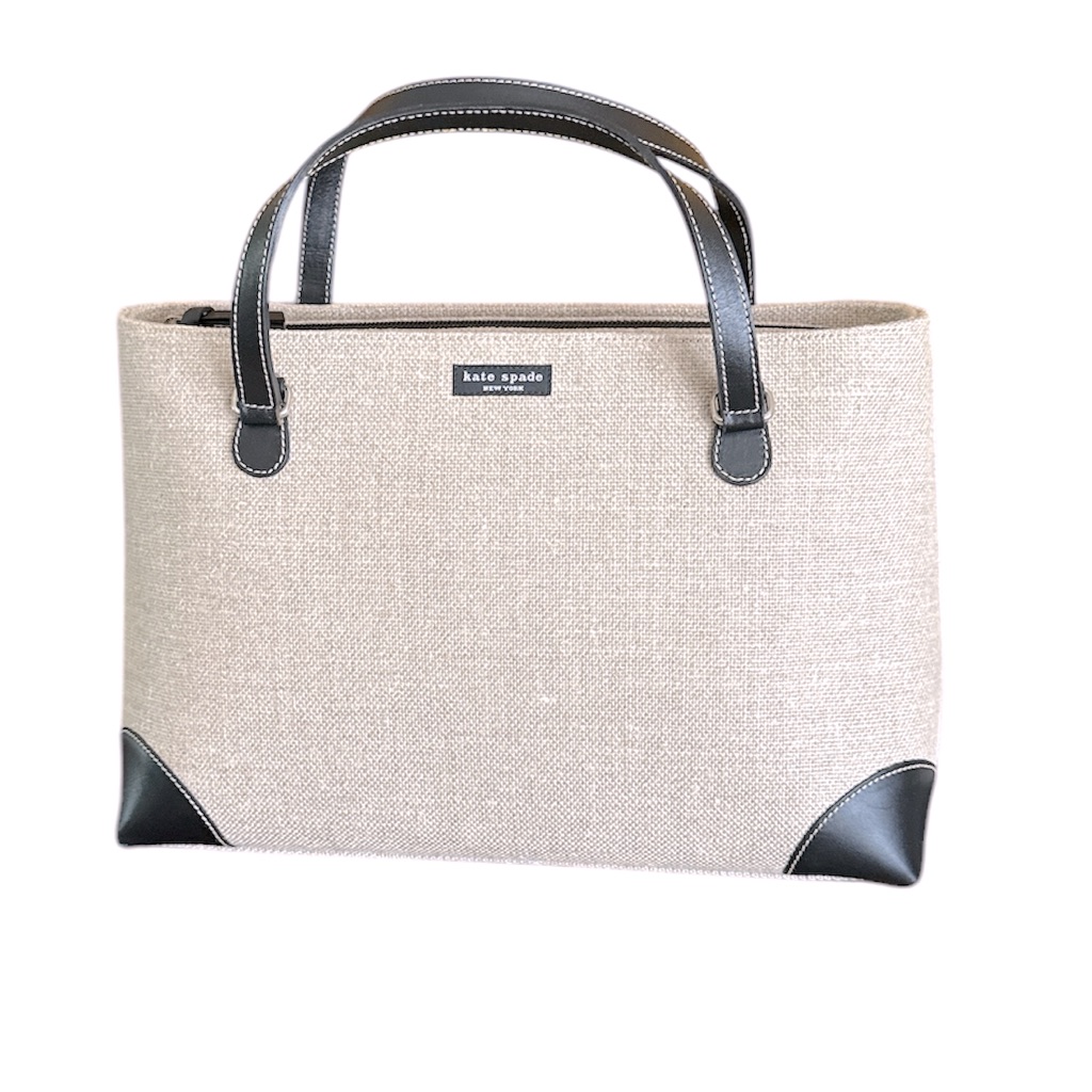 Kate Spade Handbag Utility Tote Ah2782820a Belgian Linen Natural/Black 114 New